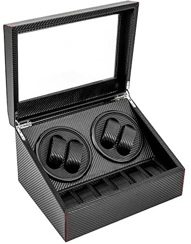 Susoso Uhrenkasten AC 220V Uhrenbox mit 4 rotierende Anzeigeflächen und 6 Ablageflächen Abnehmbare Uhrenkoffer sich zum Ausstellen und Aufbewahren in Geschäften und zu Hause