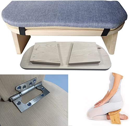 Tragbarer Yoga-Hocker aus Kiefernholz mit Verriegelung, magnetische Scharniere für tiefe Meditation und Teezeremonie, faltbare Meditationsbank für Seiza Yoga Praxis