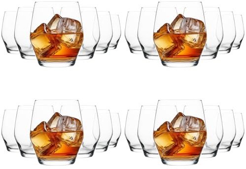 Homiu Water Gin Whiskey Tumbler Drinking Glasses | Set of 24 | 370 ML | Napoli Collection | Glasses Gift Set Tumblers Cocktail Set | Whiskey Glasses | Home & Bar | Glass Cups Glassware