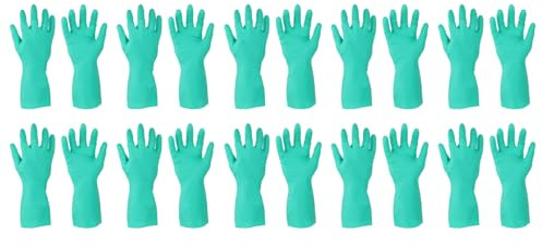 sourcing map Nitrile Chemical Resistant Gloves, Industrial Gloves Anti-Slip Protective Safety Work Glove for Cleaning Dish Washing Resist Acid Alkali, Small,Green, Pair of 10