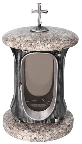 Élégante lanterne funéraire roi bronze, hauteur 23 cm, diamètre 15 cm, argent avec croix