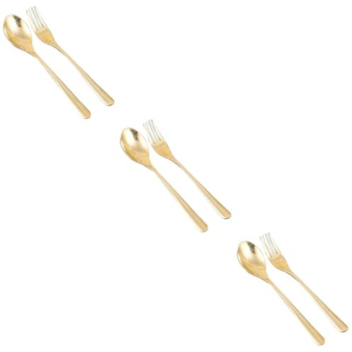 BUGUUYO 3sets Modern Design Flatware Dinnerware Steak Fork Spoon Easy to Clean Handle