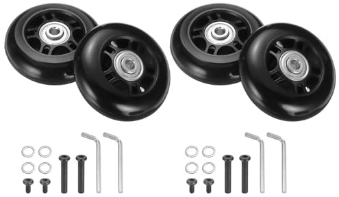 sourcing map Set mit 2 Gepäckrollen, Ersatzrollen, 69 x 24 mm, Gummi, Lenkrollen, Reparatursätze für Koffer, Inline-Skate, Schwarz