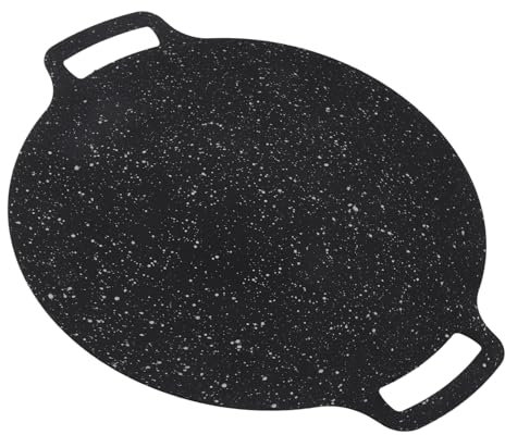 OVAQUIXI Korean Grill Pan BBQ Grill Plate Maifan Stone Anti Sticky Grill Plate Round BBQ Griddle for Outdoor Camping (30cm)