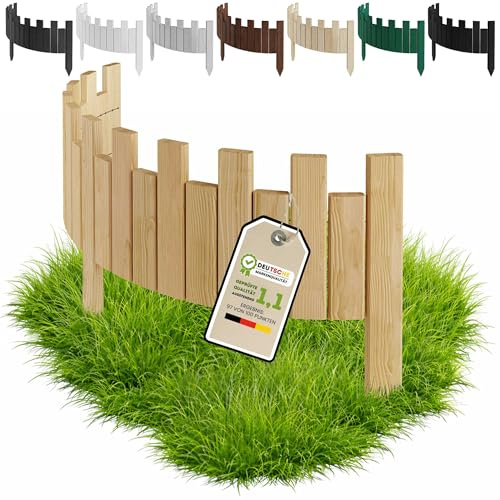 Floranica Beeteinfassung Rasenkante Holz 100 x 40 cm Natur Rollzaun Holzzaun imprägniert Flexible Rollborder Palisade Gartenzaun Umzäunung für Garten