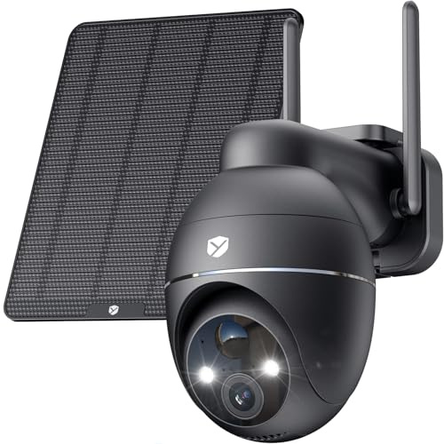 YESKANO 4G LTE Überwachungskamera außen mit SIM-Karte & 5W Solarpanel - 360° PTZ 2K 3MP Solarkamera außen - Farb-Nachtsicht, PIR-Erkennung, Zweiwege-Audio | Mit SIM-Karte & 5 W Solarpanel, 360° PTZ, 4G Solarkamera für den Außenbereich, Nachtsicht, PIR-Erkennung