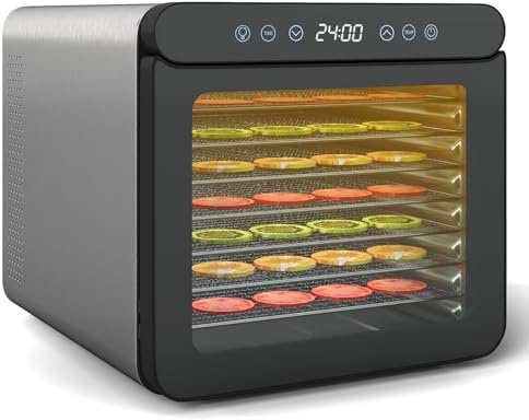 GiantexUK 7 Tray Food Dehydrator, 600W Food Dryer Machine with Stainless Steel Trays, Timer, 30-75℃ Temperature & Touch Panel, Dehydrator Drying Machine for Jerky Meat Vegetable | with Stainless Steel Trays, Timer, 30-75℃ Temperature & Touch Panel, Dehydrator Drying Machine for Jerky Meat Vegetable