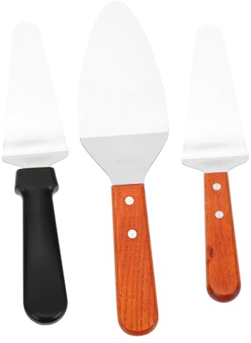 OUNONA 3pièces Set De Spatules Inox Avec Manche Pour Découpe Et Service De Pizza Gâteau Et Steak Ustensiles Antiadhésifs Faciles à Nettoyer Transfert Précis Pour Pâtisserie Et Cuisine