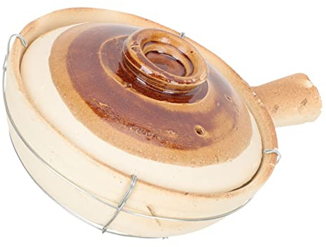 MAGICLULU Cocotte en Terre Cuite 0,8l Poignée Unique Blanche Casserole Ménagère Cuisson Uniforme Gaz Cuisson Maison
