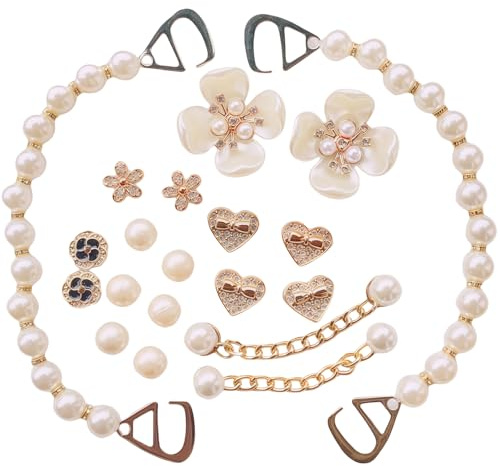 MUNSKT Bijoux Croc 20 PCS Pins Bling Strass Fleurs Designer Charms pour Enfant Fille Adulte Femme