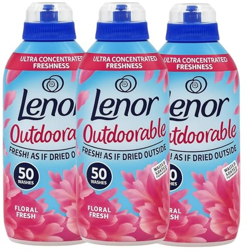 Outdoorable Fabric Conditioner Floral Fresh 50 Washes 700ml Bottles – Ultra-Concentrated Outdoor Freshness – Anti-Fade, Anti-Stretch Protection – Long-Lasting Fragrance by Comfort (3 Pack)