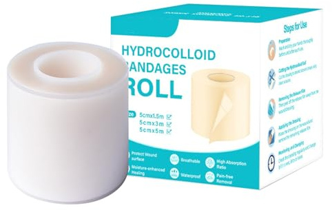 Hydrokolloid Pflaster Rolle (5cm x 3m) - Flexibles Feuchtpflaster für Blasen, Hautunreinheiten & Wundschutz - Atmungsaktiv, Hautfarben | Für Gesicht, Zehen & Sport