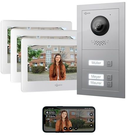GOLIATH Basic Line Türklingel & Türsprechanlage mit Kamera für [MEHRFAMILIENHAUS] mit Smartphone App - Klingel mit Kamera & Monitor - Doorbell Camera - Video Sprech - & Gegensprechanlage mit Türöffner