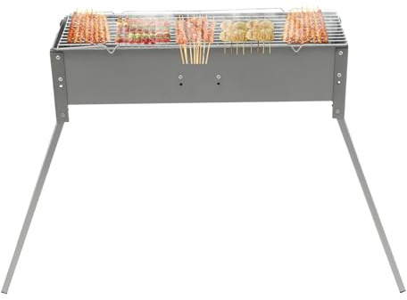 Barbecue portable en métal - Barbecue au charbon de bois pliable - Grande grille de cuisson et facile à nettoyer - Idéal pour le camping, le pique-nique, le jardin (charge de 20 kg, 60 x 18 x 65 cm)