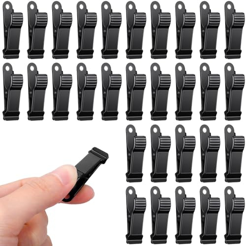 30 piccole clip a molla per lavori di bricolage, 4 x 1,3 cm, in metallo nero, clip a coccodrillo, mini morsetti a molla per appendere fili, foto, snack, carta, decorazioni natalizie e lavori d'ufficio