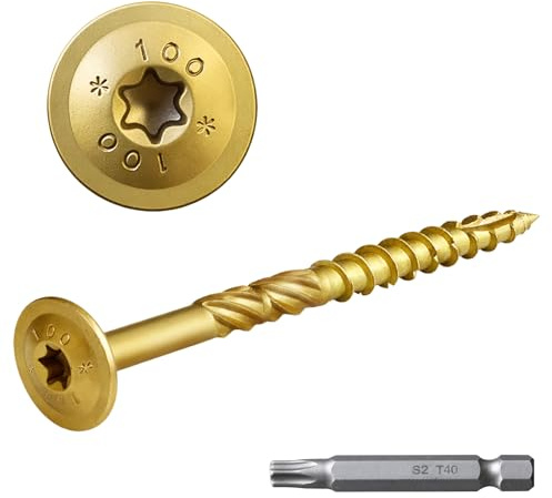 FMhotu Lag Screws, 5/16 x 4 Structural Screws, 50Pcs Construction Lag Screws, Rust Resistant, T40 Star Drive Bit