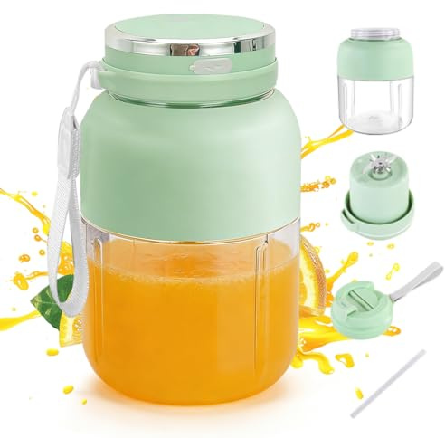 Batidora portátil de 1300 ml, botella de licuadora de zumos frescos, batidora para hacer smoothie maker to go, botella mezcladora con tapa a prueba de fugas, inalámbrico, recargable para fitness