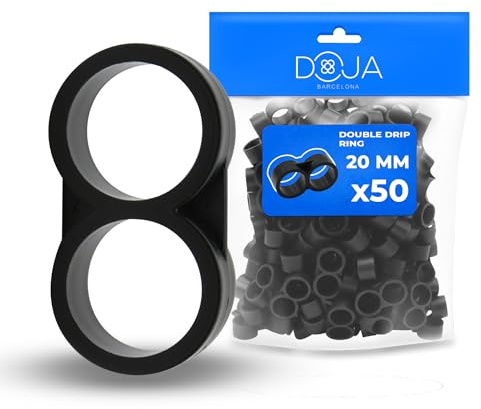 DOJA Barcelona Anillos Doble Riego 20mm - Pack 50 - Ajuste Firme - Tapón Final Riego por Goteo, Gran Sujeción, Conector para Manguera 16mm, Fácil Colocación y Versatilidad en Aplicaciones