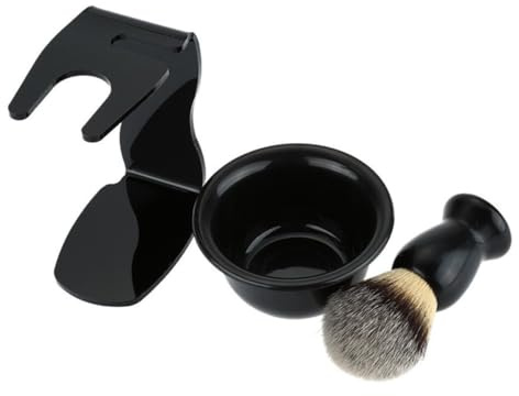 BETOOKY Set Pennello da Barba in Peli di Tasso di Supporto Nero in Plastica, Facile da Pulire da Conservare, per Uso Domestico