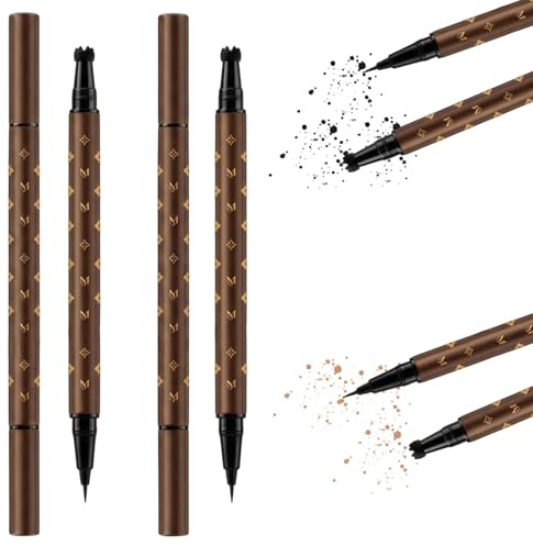 Henna Braun Sommersprossen Stift, 2-in-1 wasserfester Freckles Pen für natürliche Sommersprossen, Henna Farbe Braun für langanhaltende Ergebnisse, Doppelpack in Schwarz und Braun