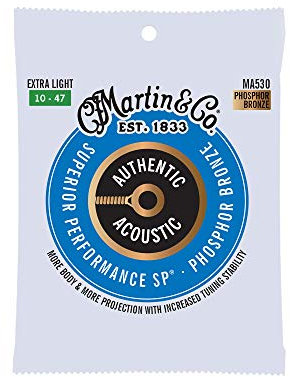 MARTIN Akustikgitarrensaiten, Superior Performance Extra Light 10-47, 92/8 Phosphor Bronze (MA530)