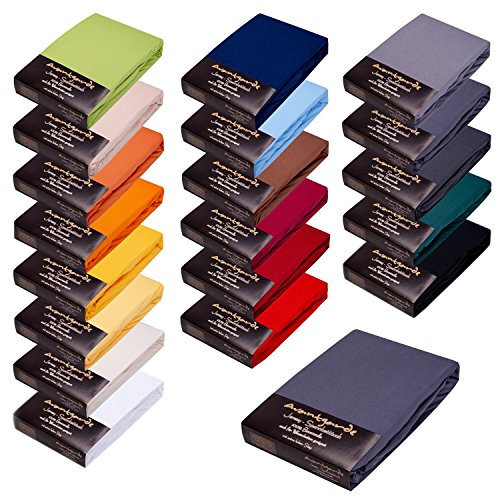 AVANTGARDE Spannbettlaken - 180x200cm - 200x220cm - 40cm Steg - Bettlaken ca.170g/m² - Spannbetttuch (19 Dunkelgrau)