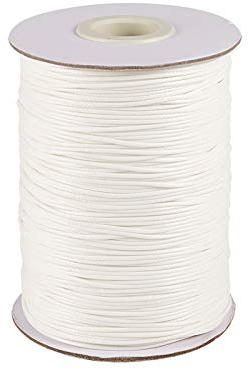 Bobina di filo di poliestere cerato, 1 mm, 181 metri/rotolo, per gioielli fai da te, collane, bracciali, artigianato, colore: bianco