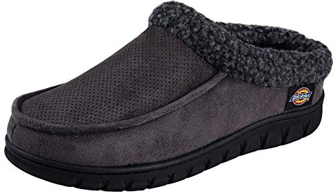 Dickies Men's Open and Closed Back Memory Foam Slippers with Indoor/Outdoor Sole, Medium Grey, Large