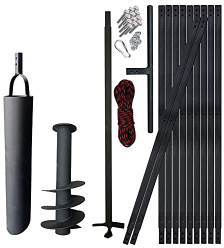 PWSAM Appareil de forage de puits Tarière à main Tarière de sol 180 mm 12 m + Plongeur 133 mm