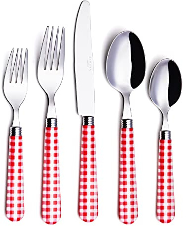 Annova Cutlery Set Stainless Steel with Color Handle - 4 x Dinner Knife; 4 x Dinner Fork; 4 x Salad Fork; 4 x Dinner Spoon; 4 x Dessert Spoon (Red)