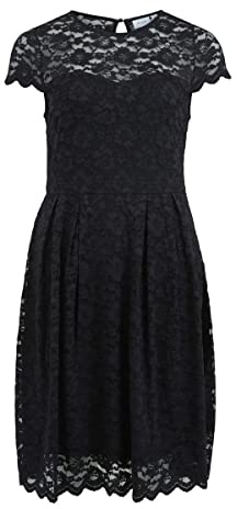 Vila Damen Vikalila Capsleeve Lace Dress - Noos Kleid, Schwarz, S EU