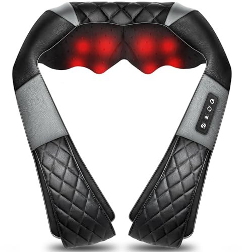 WOQQW Shiatsu Back Shouder and Neck Massager with Heat - Gifts for Women/Men/Mum/Dad - Electric Deep 4D Kneading Massager for Back, Neck and Shouer Pain Relief, Best Gifts for Birthday, Christmas Day