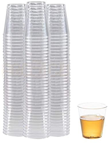 TIJAR® Shot Glasses, Pack of 100, 50ml Plastic Shot and Desert Glass, Strong Durable Hard Plastic, Quality Crystal Clear Shot Cups (100)