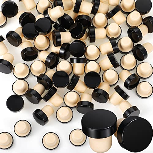 Yookeer T-förmiger Stopfen aus Kork, Weinflaschenverschluss, wiederverwendbar, für Bierflaschen, Bastelarbeiten, schwarz, 72 Stück