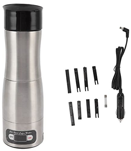 Xcello Electric Coffee Machine Portable Coffee Maker for Car Travel with 12V 24V Cigarette Lighter, 304 Stainless Steel
