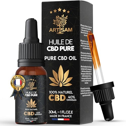 ARTISAM | Huile de CBD PURE H 40% 10 ml et 30 ml Pressée à Froid | Huile de Graines de chanvre | Formule Premium Fabriquée en France | Sommeil Puissant | cdb Hemp Oil herbe puff (30ml 12000mg)