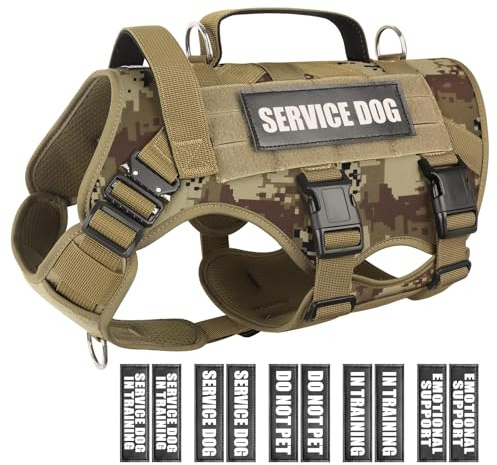 Winsee Service-Hundegeschirr für große Hunde, Taktische Arbeitsweste mit 10 Haustier-Patches, kein Ziehen, strapazierfähiges Geschirr für Training, Spazierengehen