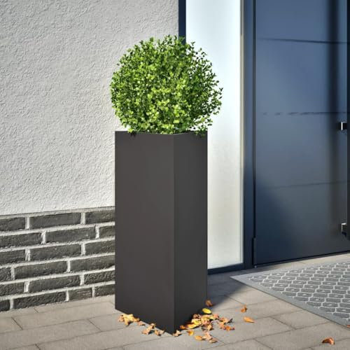 LAPOOH Pflanzkübel Schwarz Dreieckig 40x34,5x70 cm Stahl, Blumentopf Gross, Blumenkasten Balkon, übertopf, Pflanzkasten, Flowerpot, Kräuterbeet Für Die Küche, Vertikalbeet - 851157