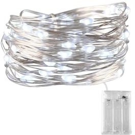 Brightium LED-Lichterkette, Kupferdraht, 3AA-Batterie, 5 m, kaltweiß, ideal für Dekoration und Ambiente.