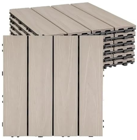 Dalles Terrasse Lot de 6 dalles de terrasse en composite bois-plastique emboîtables, durables, imperméables, for extérieur, intérieur, jardin, terrasse, balcon, pelouse Dalles Clipsables Exterieur
