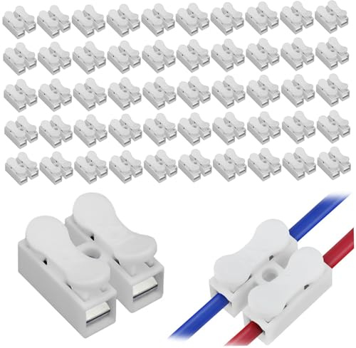 55 connettori push per cavi rapidi a 2 pin terminali con morsetto a molla connettori per cavi elettrici bianchi che bloccano il funzionamento della connessione rapida per elettrodomestici
