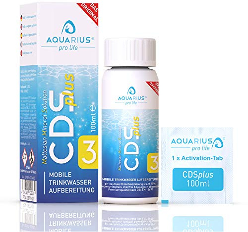 AQUARIUS pro life ® - CDSplus 100 ml - patentierte Chlordioxid Lösung I CDL Tropfen I Chlorine Dioxide Solution I auf Wunsch aktivierbar I Der ideale Begleiter für Urlaub oder Ausflug I Das Original
