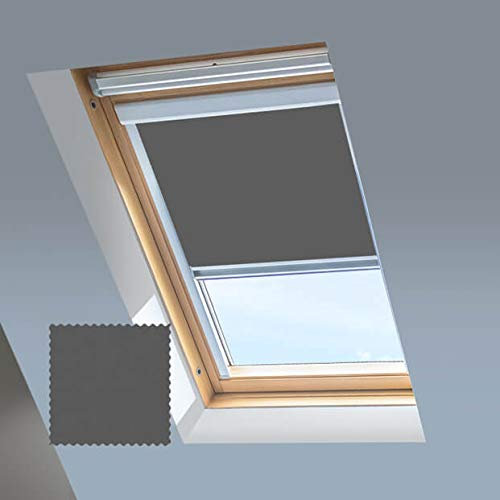 Dachfenster Jalousie für Velux Dachfenster – Verdunkelungsrollo – Storm Grey – Silberfarbener Aluminiumrahmen (F06)