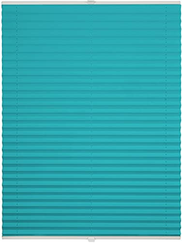 ondeco Plissee nach Maß für alle Fenster innen Montage in Glasleiste mit Spannschuh Sonnenschutz Rollo Sichtschutz Blickdicht Türkis B: 41-50 cm, H: 101-150 cm