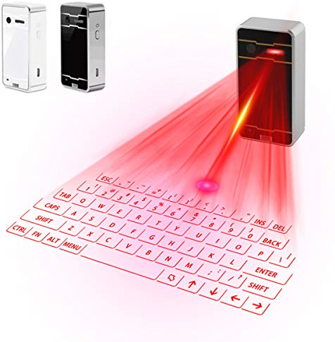 Zeerkeers Teclado inalámbrico Bluetooth con proyección Virtual portátil para iOS y Android, teléfono Inteligente, Tableta, Ordenador portátil (Negro)