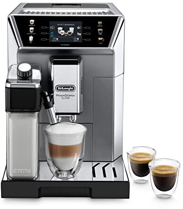 De'Longhi PrimaDonna Class ECAM 550.85.MS Kaffeevollautomat mit LatteCrema Milchsystem, Cappuccino und Espresso auf Knopfdruck, 3,5 Zoll TFT Farbdisplay und App-Steuerung, silber