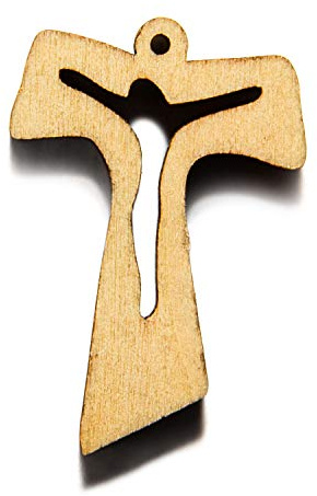 SHUCK24 Klassisches Holzkreuz aus Jerusalem. Unverarbeitet, zum Selbstgestalten mit der Jesu Christi. ca. 3,5 cm hoch und 2,5 cm breit (Holzkreuz mit Jesus