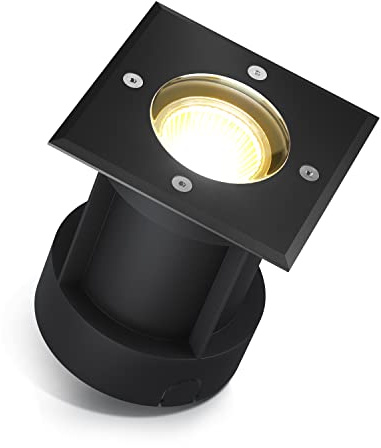 lambado® LED Bodenstrahler für Außen in Schwarz - Befahrbar & Wasserdicht inkl. 3W GU10 Strahler warmweiss - Eckige Bodenleuchte/Bodeneinbaustrahler IP67 für Terrasse & Garten