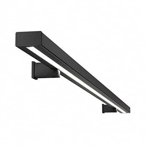 Sellon24® LED Handlauf Stahl Pulverbemalt Schwarz 25x45 SLIM Wandhandlauf Geländer Treppe (100 cm)