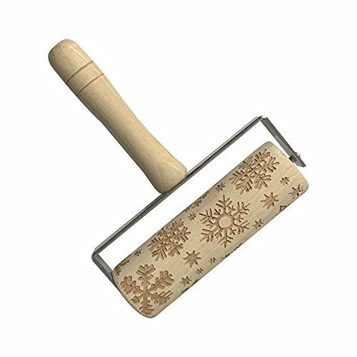 NC Rouleaux à pâtisserie en Relief en Bois 3D avec Motif de Noël ou pour Enfants et Adultes, Rouleaux à pâtisserie en Relief à Main pour pâtisserie